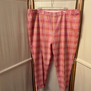 ISAAC MIZRAHI Live Sz 24 W Pink White Yellow Plaid Pants